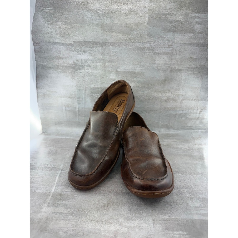 Born Men Brown Leather Loafers Slip On Shoes H02416 Size 10M